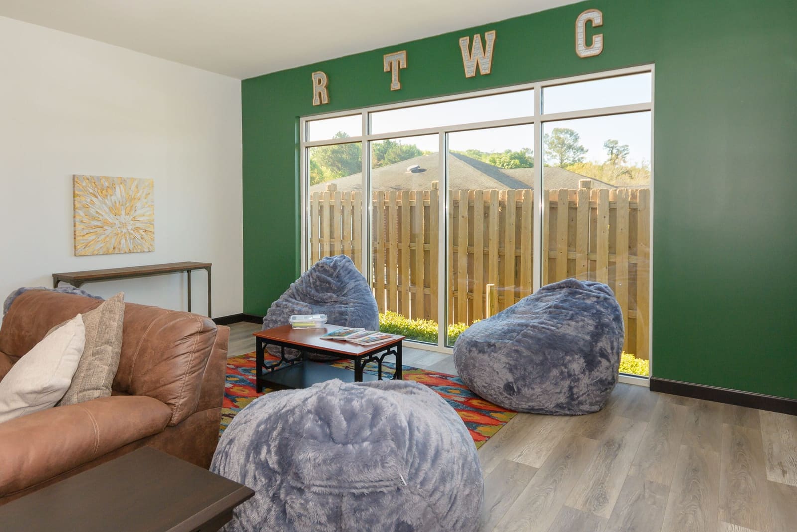 Lounge with patio access